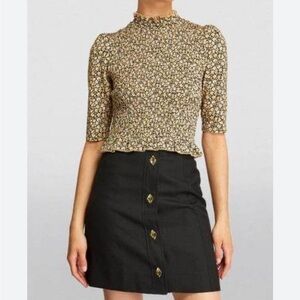 NWOT Sandro Gigi Smocked Crop Top